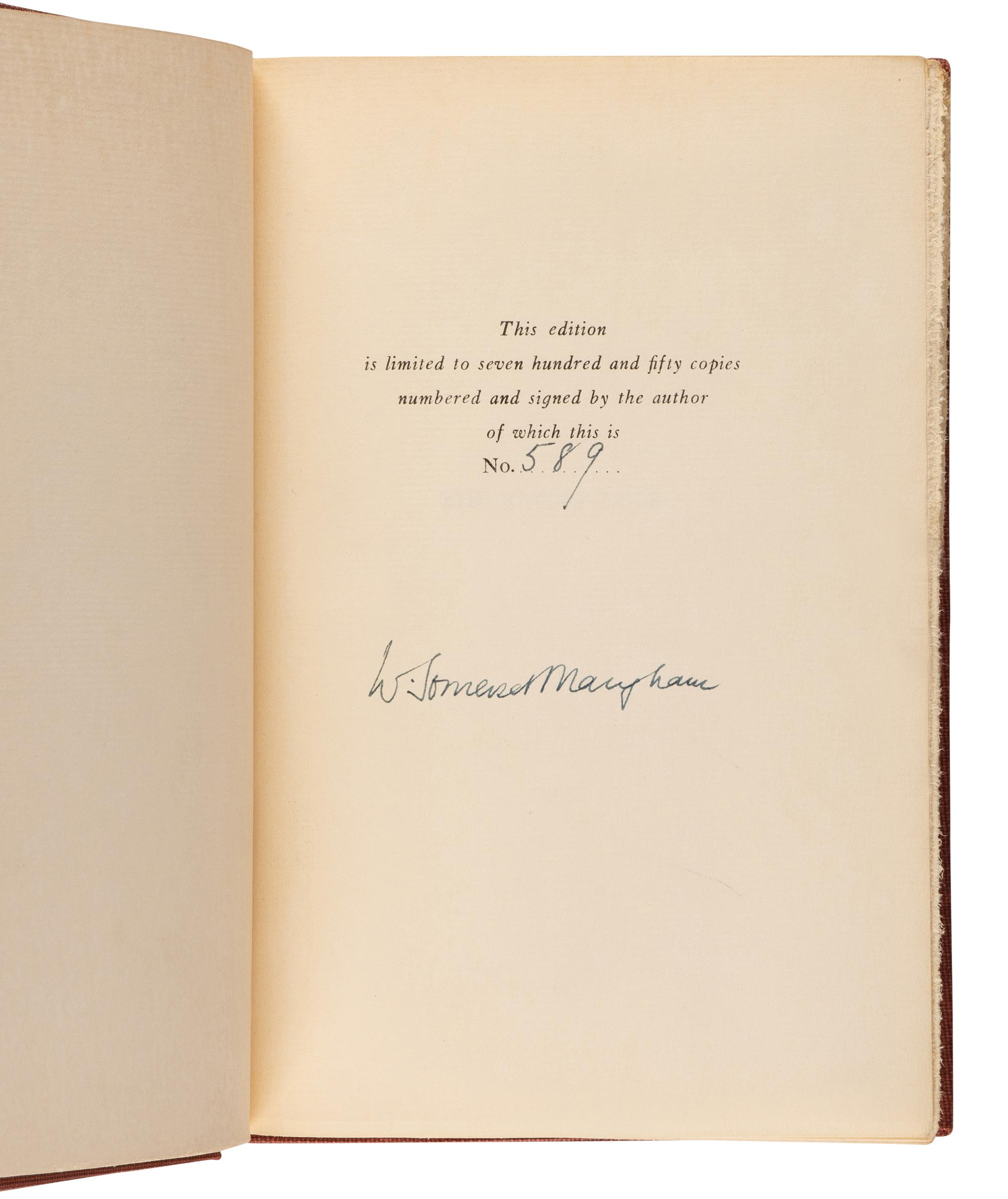 MAUGHAM, William Somerset (1874-1965). The Razor's Edge . Garden City, New York: Doubleday, Doran & Co., Inc., 1944.