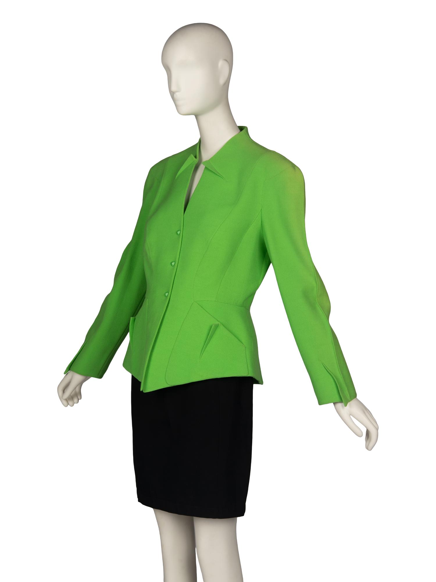 Thierry Mugler Green Jacket and Black Skirt