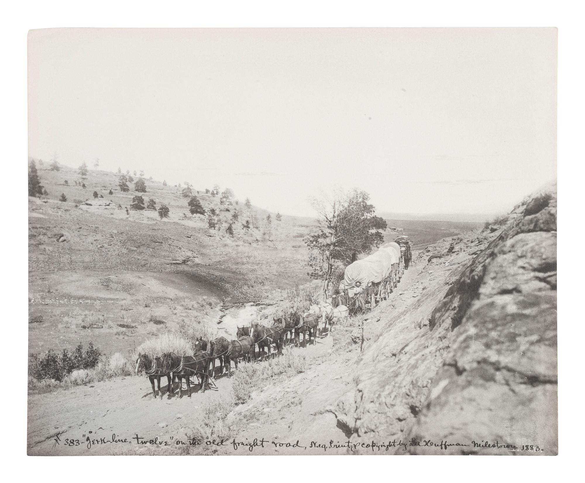 [WESTERN AMERICANA]. HUFFMAN, L.A., photog. “Jerk-line twelve” on the old freight road .
