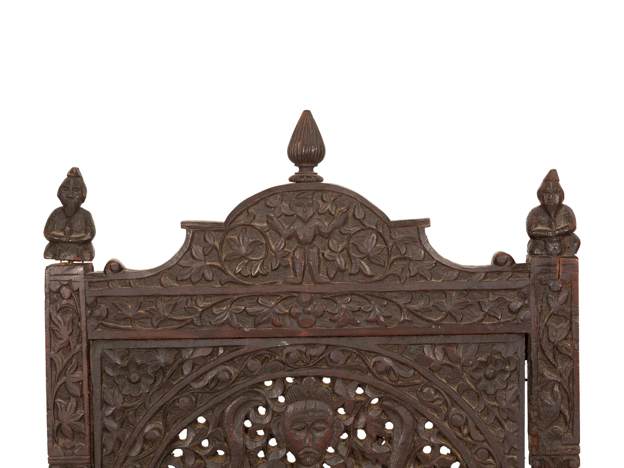 Two Anglo-Indian Carved Teak Side Chairs