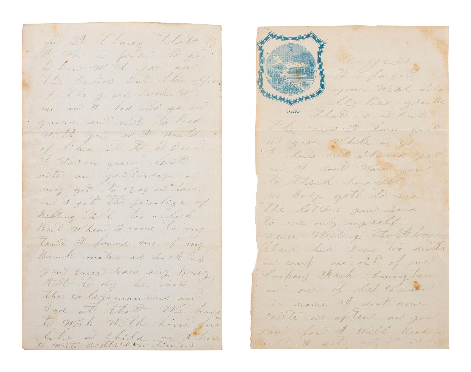 [CIVIL WAR]. A group of 2 items involving CSA General Felix Zollicoffer (1812-1862), incl. CDV and 6pp. letter from 50th Indiana Private Eli Caress mentioning Zollicoffer's death.
