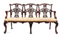An Irish Triple Back Settee Height 36 x width 62 x depth 23 inches.