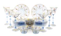 An Enameled Glass Stemware Service Height of red wines 9 1/2 inches.