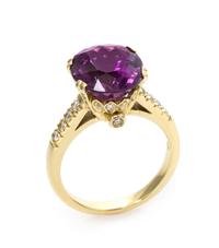An 18 Karat Yellow Gold, Amethyst and Diamond Ring, 5.60 dwts.