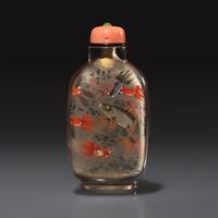 A Chinese Interior-Painted Rock Crystal Snuff Bottle, Ye Zhongsan, 1927 — 1927年 葉仲三作煙晶內畫金玉滿堂圖鼻煙壺