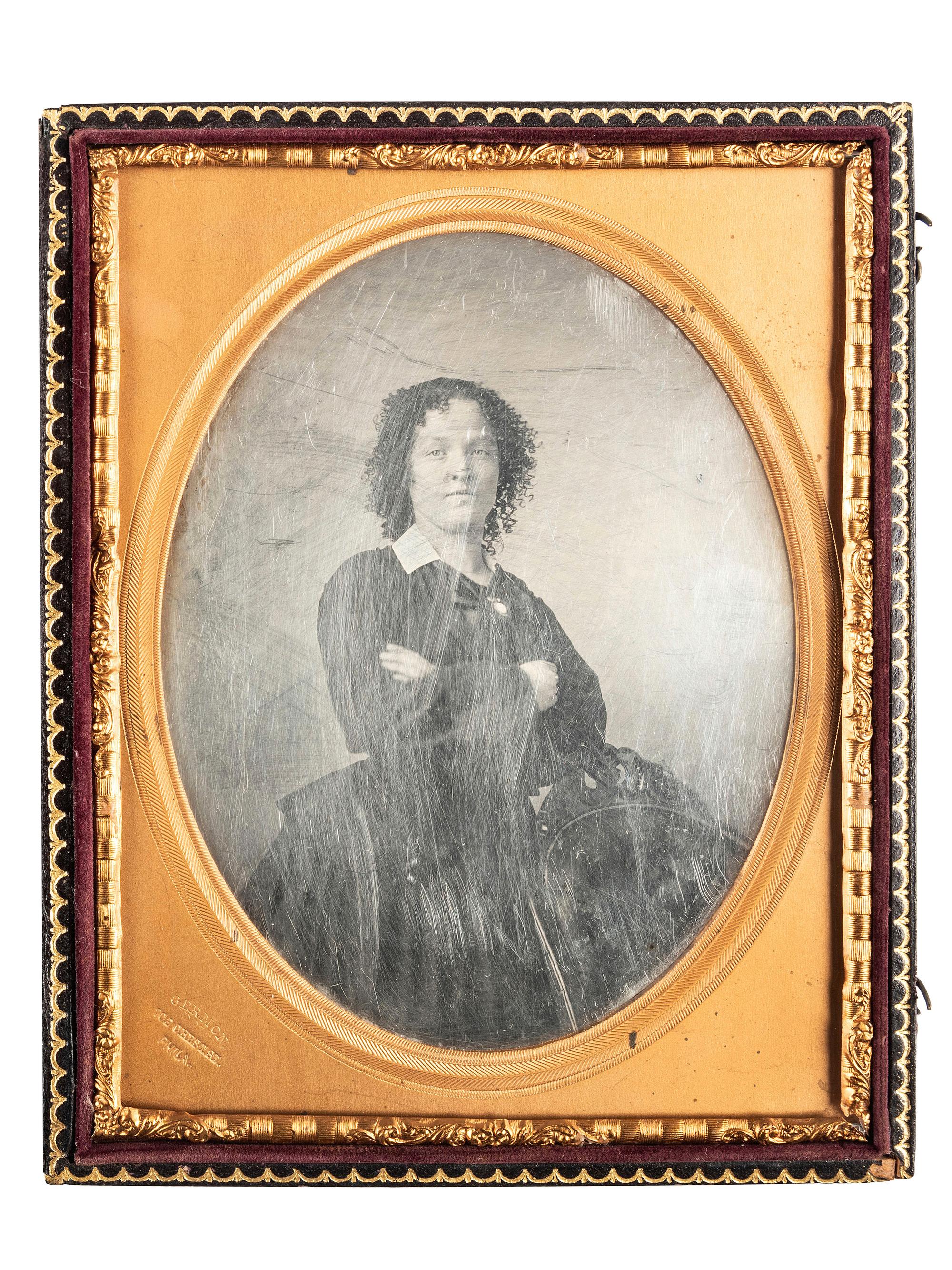 [CIVIL WAR] -- [CUSHMAN, Pauline (1833-1893)]. GERMON, Washington L. (1823-1877), photographer. Half plate daguerreotype of Pauline Cushman. Philadelphia, PA: 1859-1860.