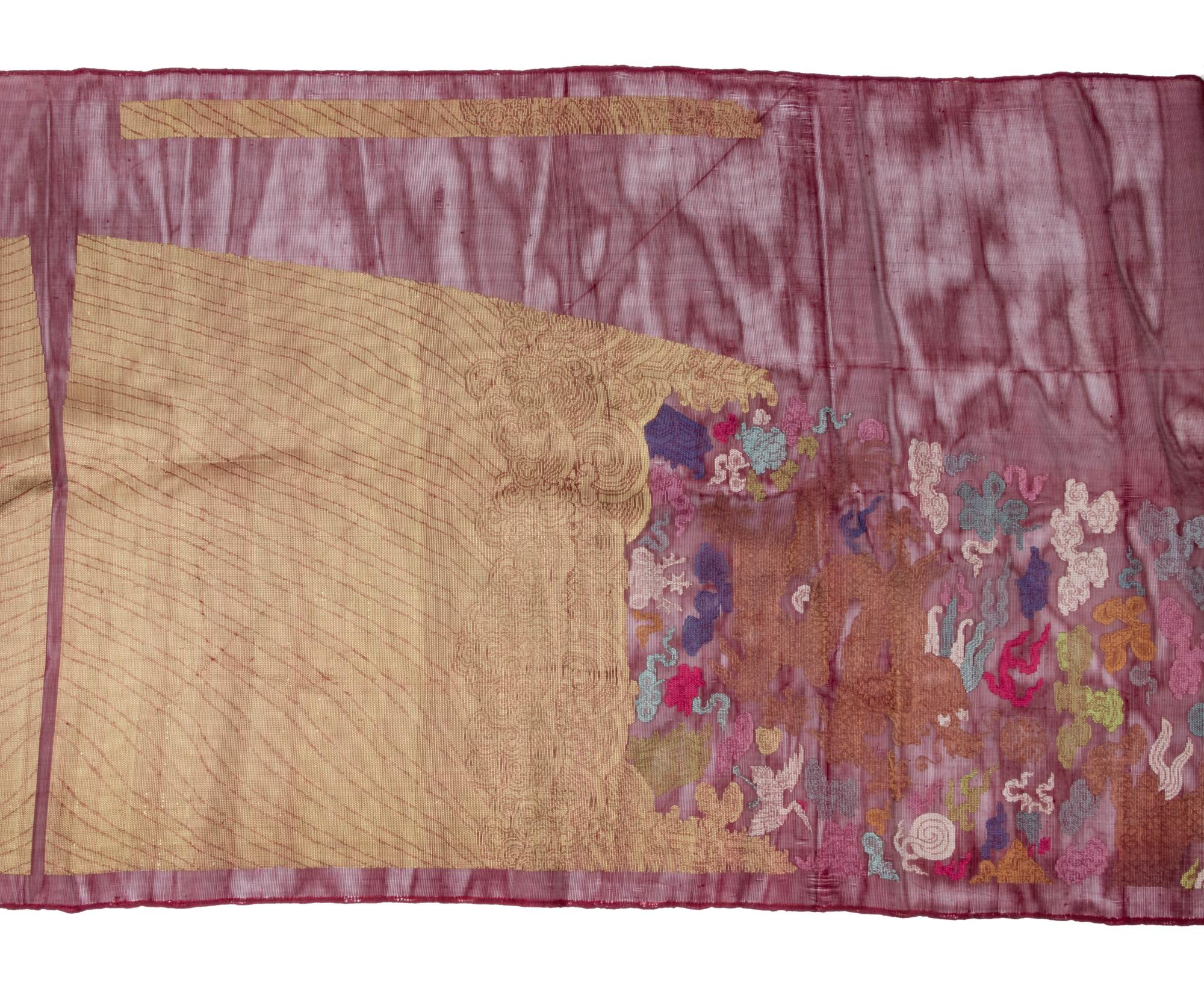 Two Sets of Uncut Silk Gauze Dragon Robe Yardage