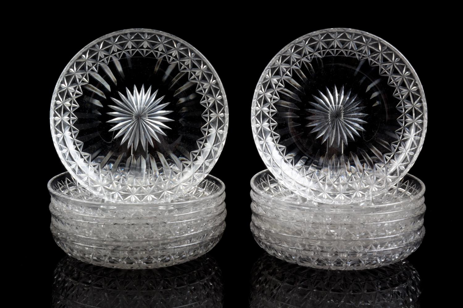 A Set of Twelve English Cut Glass Plates Diameter 6 inches. — 19TH CENTURY