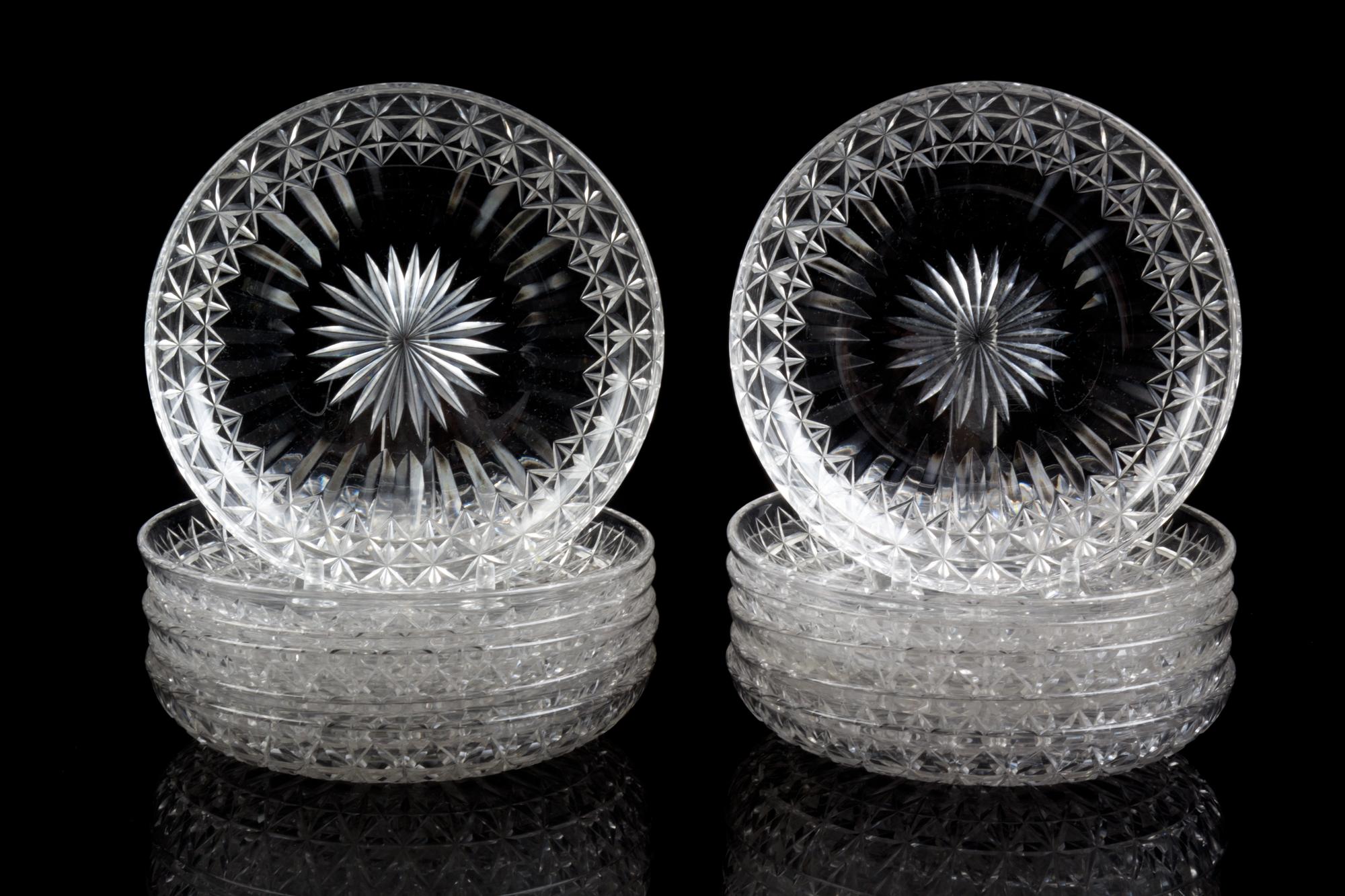 A Set of Twelve English Cut Glass Plates Diameter 6 inches. — 19TH CENTURY