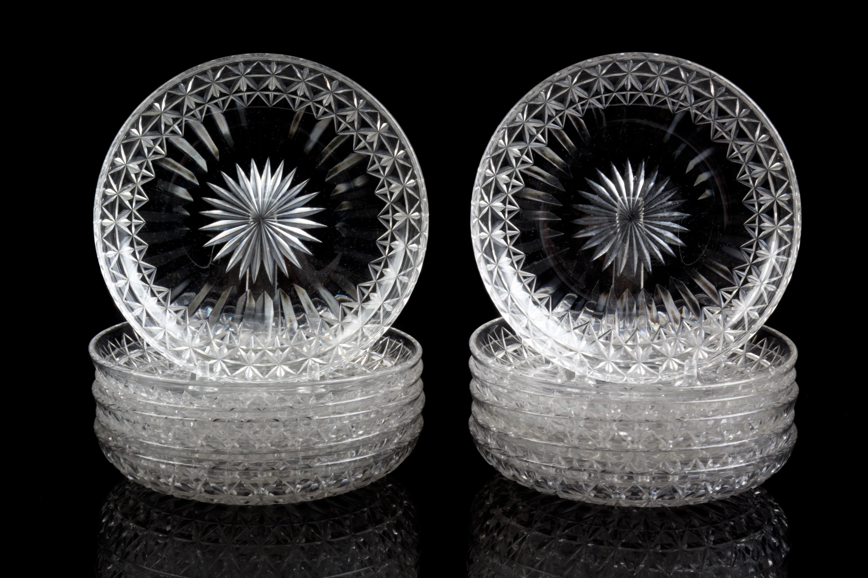 A Set of Twelve English Cut Glass Plates Diameter 6 inches. — 19TH CENTURY