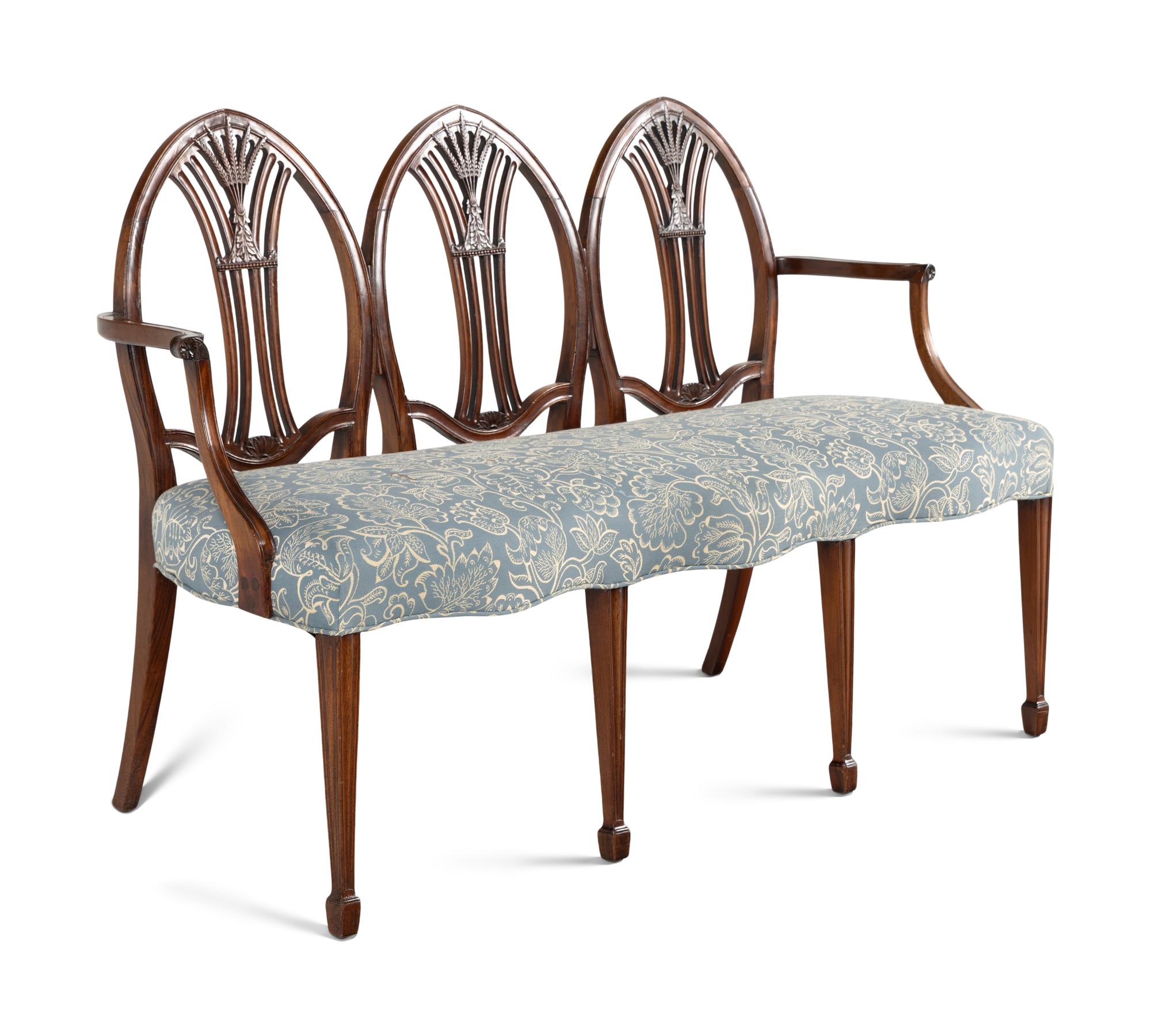 A George III Mahogany Triple-Back Settee