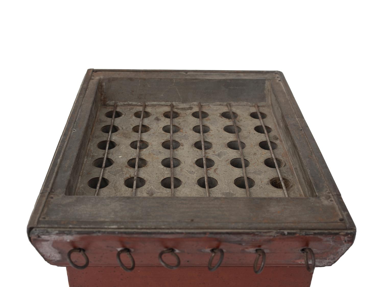Two Painted Wood and Metal Candle Molds and Two Wood Candle Drying Racks