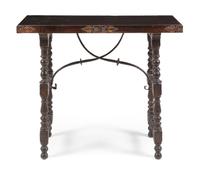 A Spanish Baroque Walnut Table Height 35 x width 40 3/8 x depth 15 3/4 inches. — 19TH CENTURY