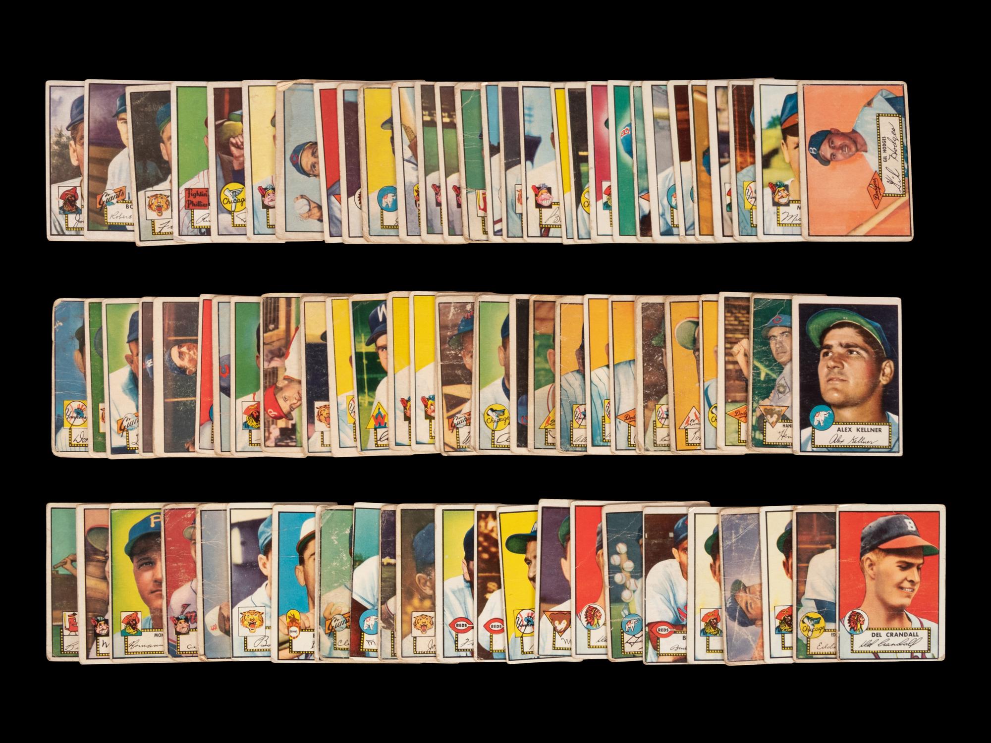 A Group of 89 Assorted 1952 Topps Baseball Cards Including Hall of Famers