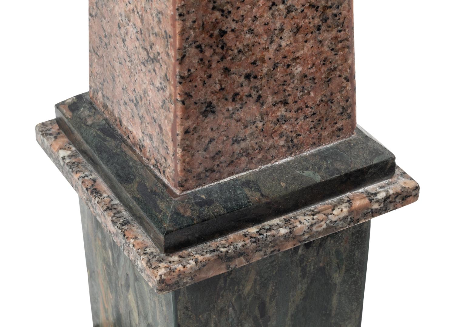A Pair of Marble and Granite Obelisks