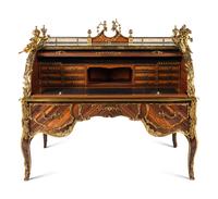 A Louis XV Style Gilt Bronze Mounted Marquetry Bureau à Cylindre