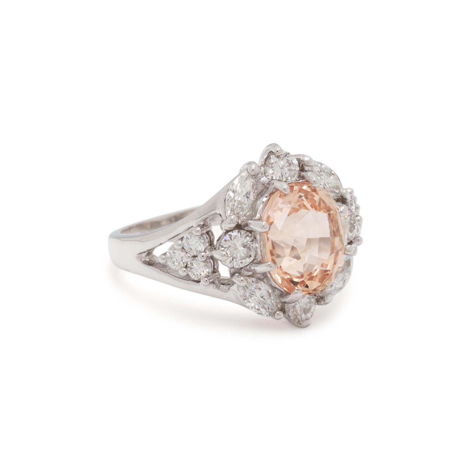 UNHEATED YELLOW-ORANGE SAPPHIRE AND DIAMOND RING