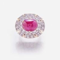 A 14K Gold, Ruby, and Diamond Ring