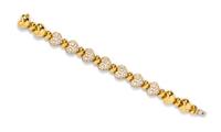 An 18 Karat Yellow Gold and Diamond Bracelet, 28.60 dwts.