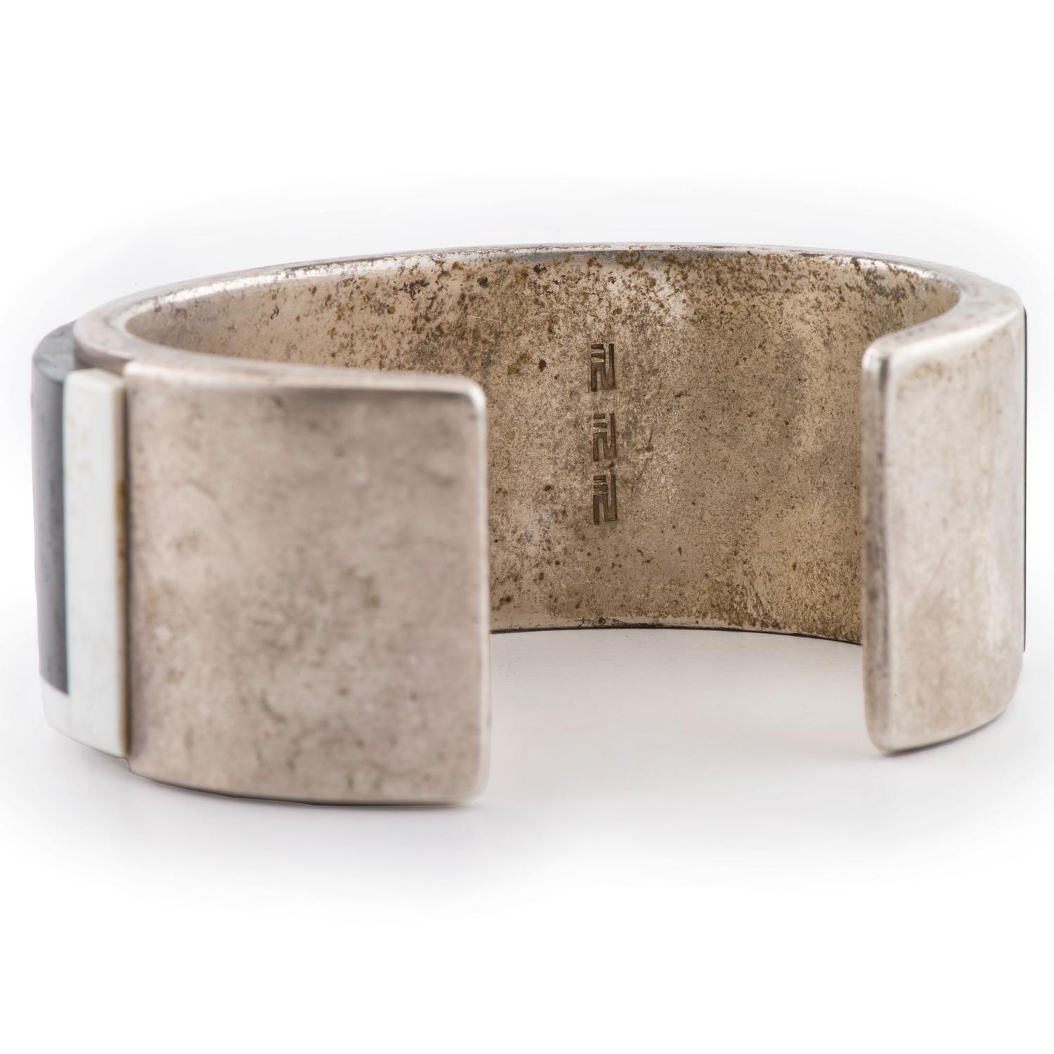 Silver and Mosaic Inlay Cuff Bracelet