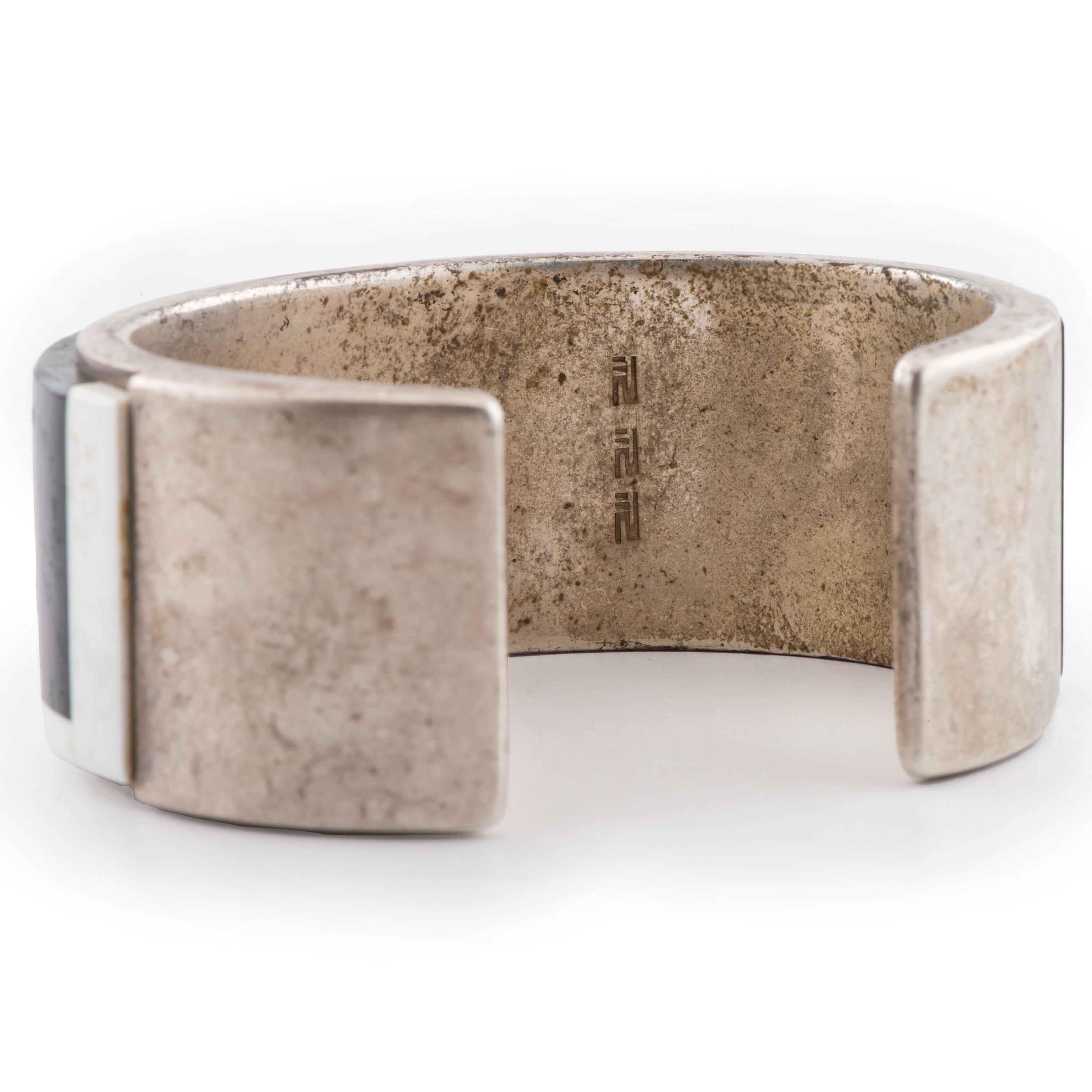 Silver and Mosaic Inlay Cuff Bracelet