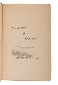 WHITMAN, Walt (1819-1892). Complete Poems & Prose of Walt Whitman, 1855...1888. Authenticated and Personal Book (handled by W.W.)... Portraits from Life...Autograph . [Philadelphia: for the author by the Ferguson Brothers, 1888].