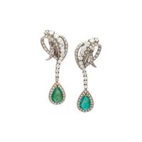 EMERALD, DIAMOND, AND PLATINUM EARRINGS