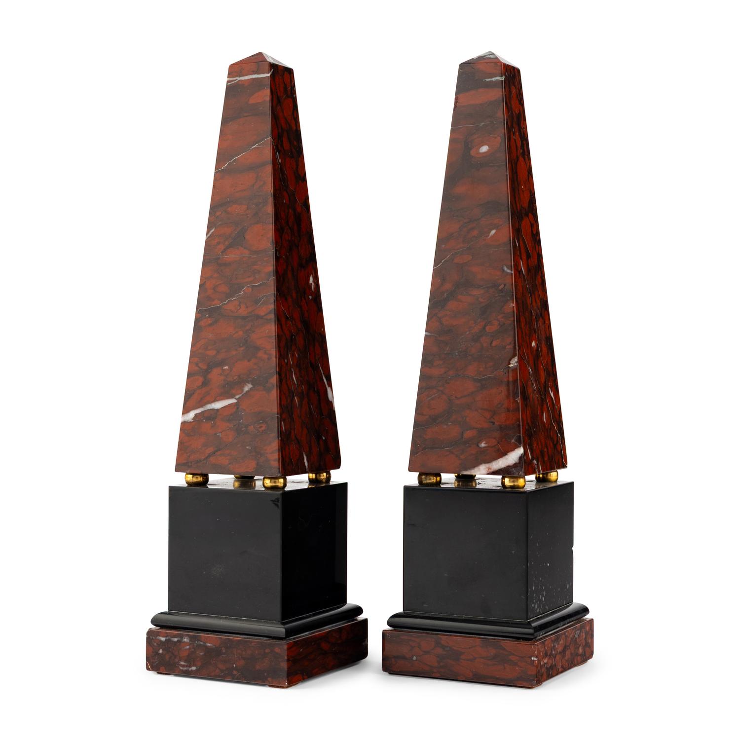 A Pair of French Marble Obelisks