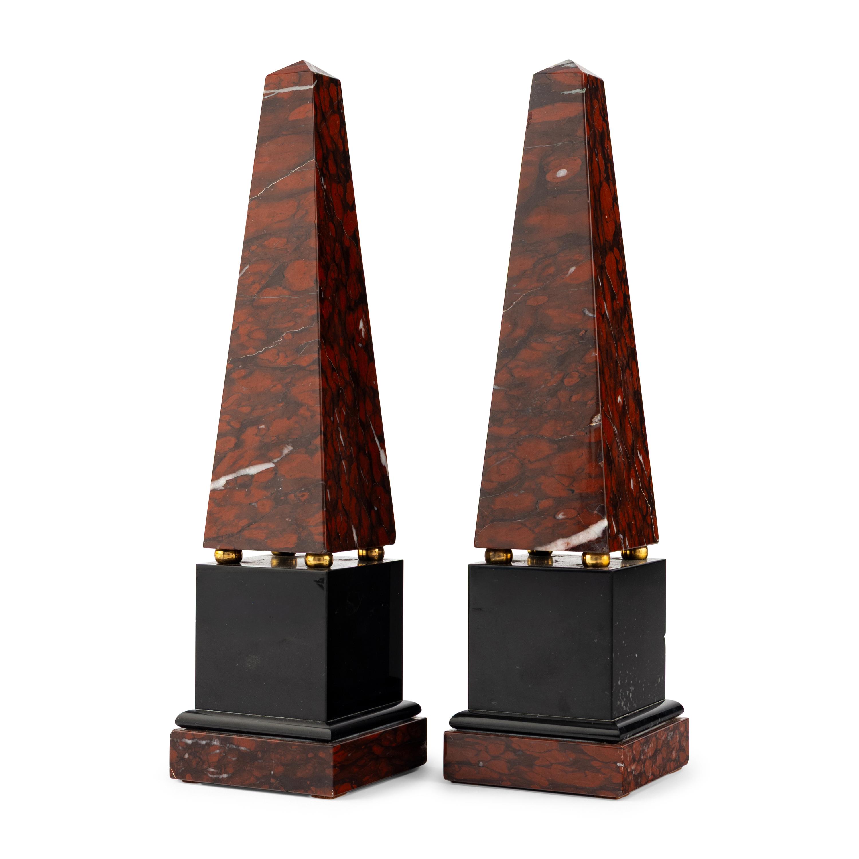 A Pair of French Marble Obelisks