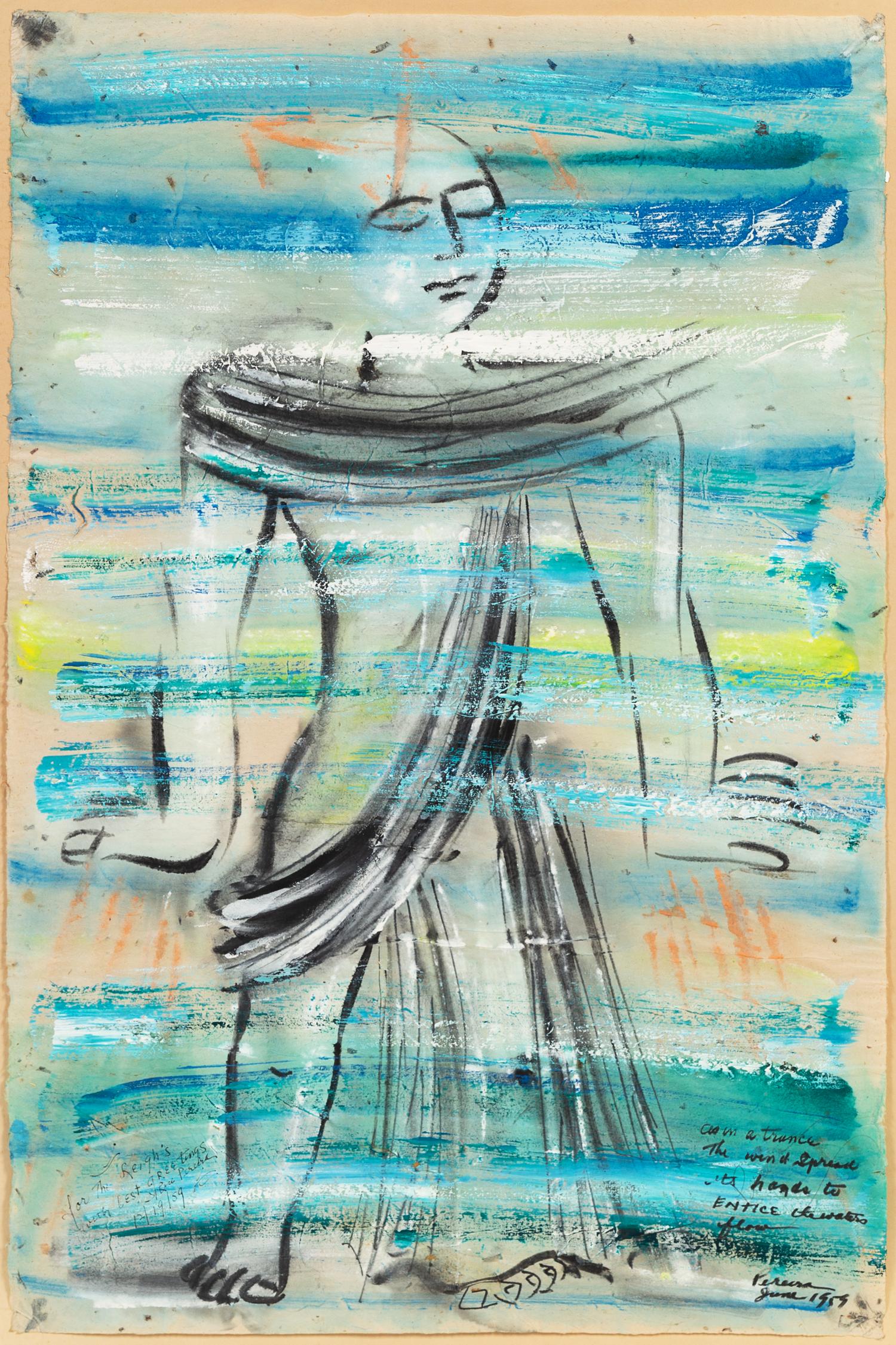 Irene Rice Pereira, (American, 1902-1971), As In An Entrance the Wind Spreads It's Hand to Entice the Water's Flow, 1959