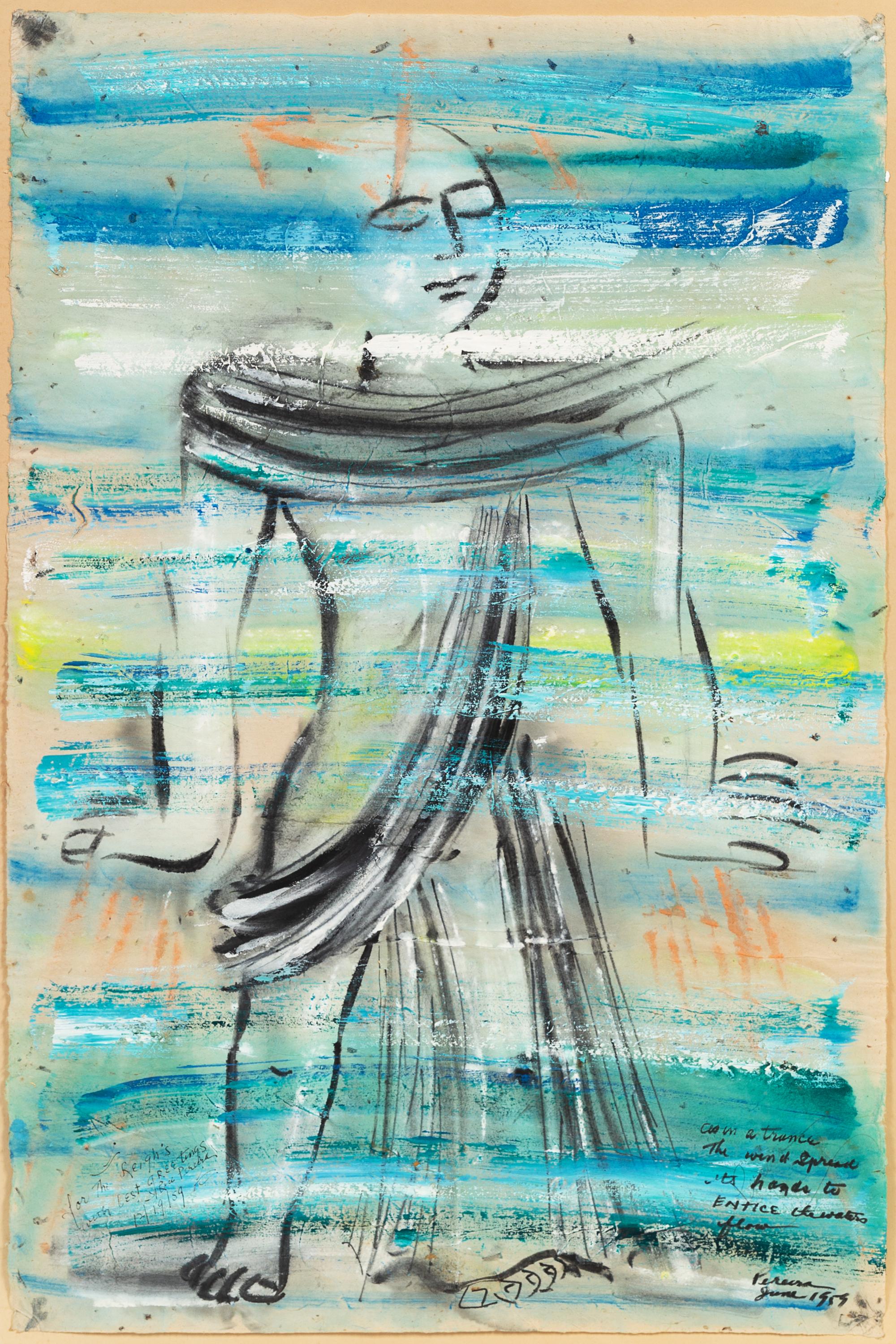 Irene Rice Pereira, (American, 1902-1971), As In An Entrance the Wind Spreads It's Hand to Entice the Water's Flow, 1959