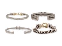 DAVID YURMAN, COLLECTION OF STERLING SILVER AND GOLD BRACELETS