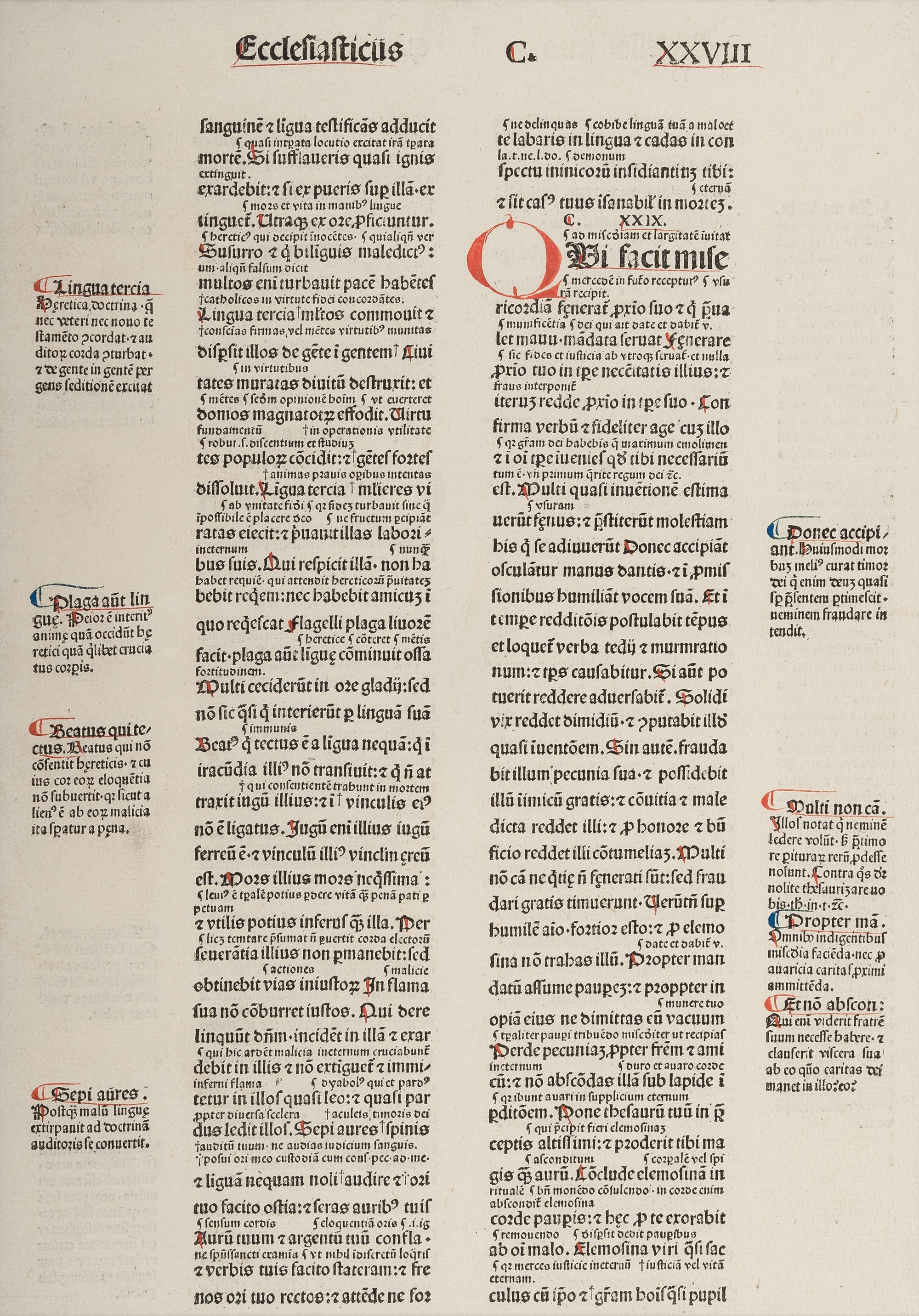[BIBLE LEAVES - LATIN]. A group of 5 Bible leaves in Latin, comprising: