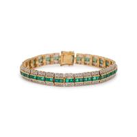 SYNTHETIC EMERALD AND DIAMOND BRACELET