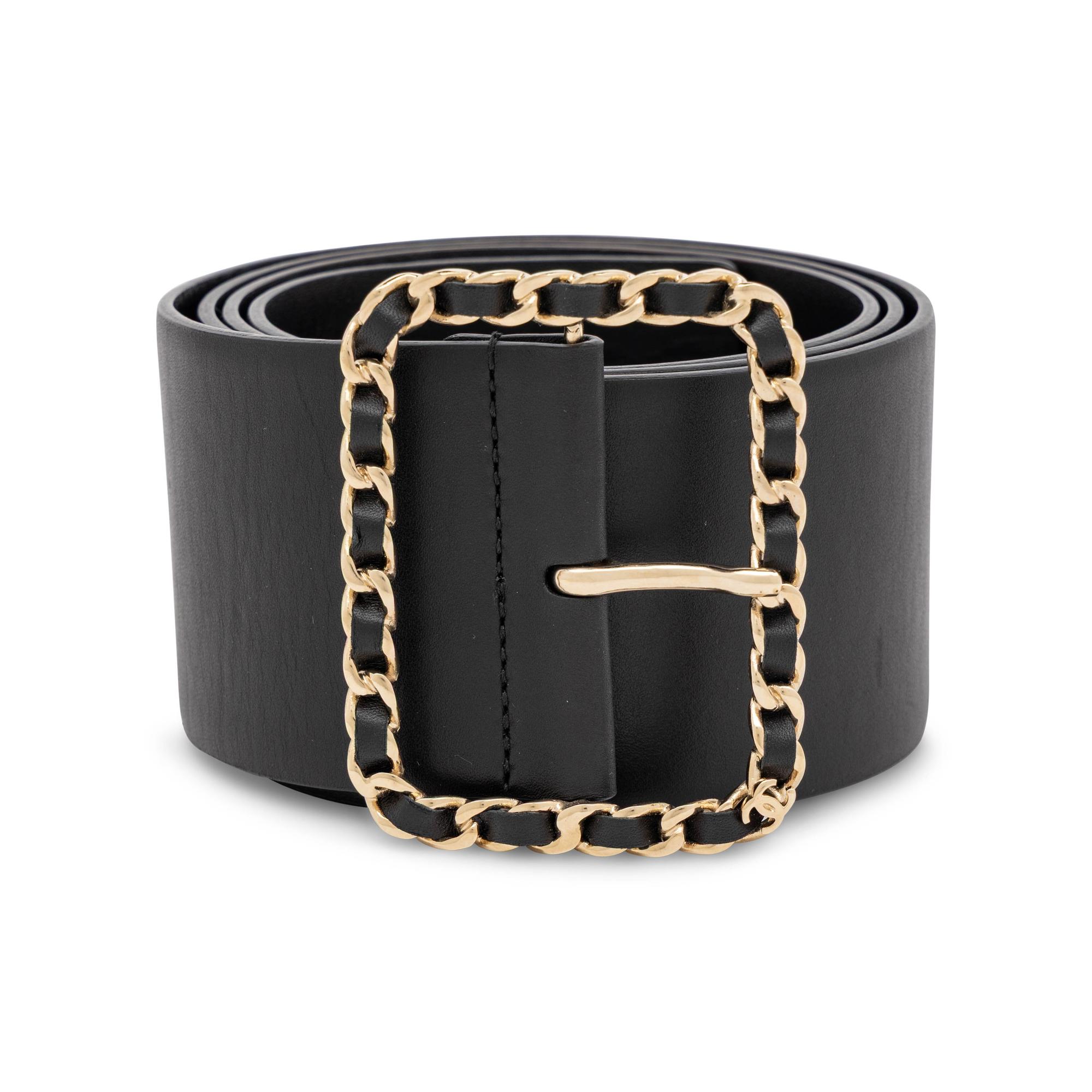 Chanel, Wide Black Leather Belt