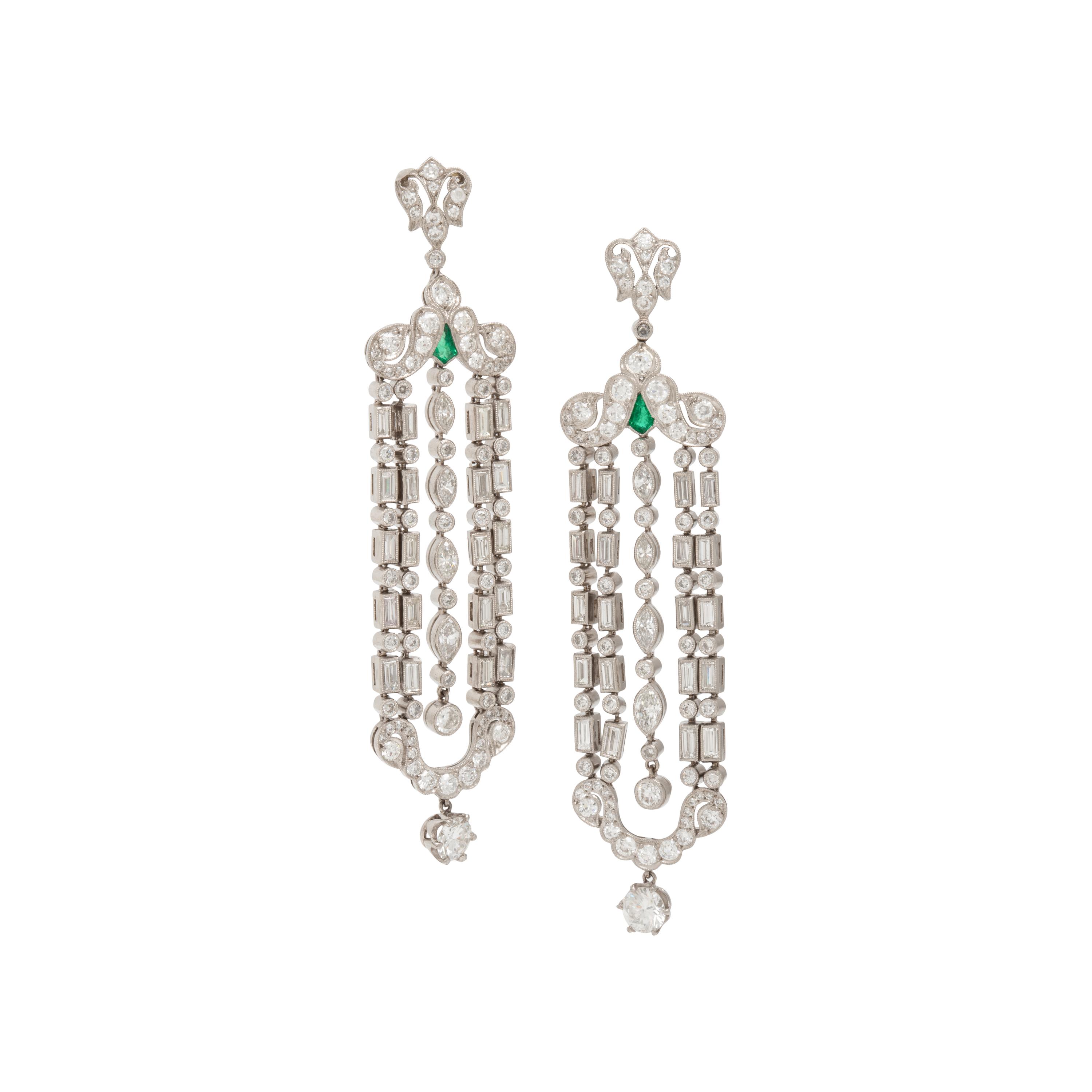 Diamond and Platinum Chandelier Earrings