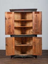 A Country Grain Painted Pine Corner Cupboard