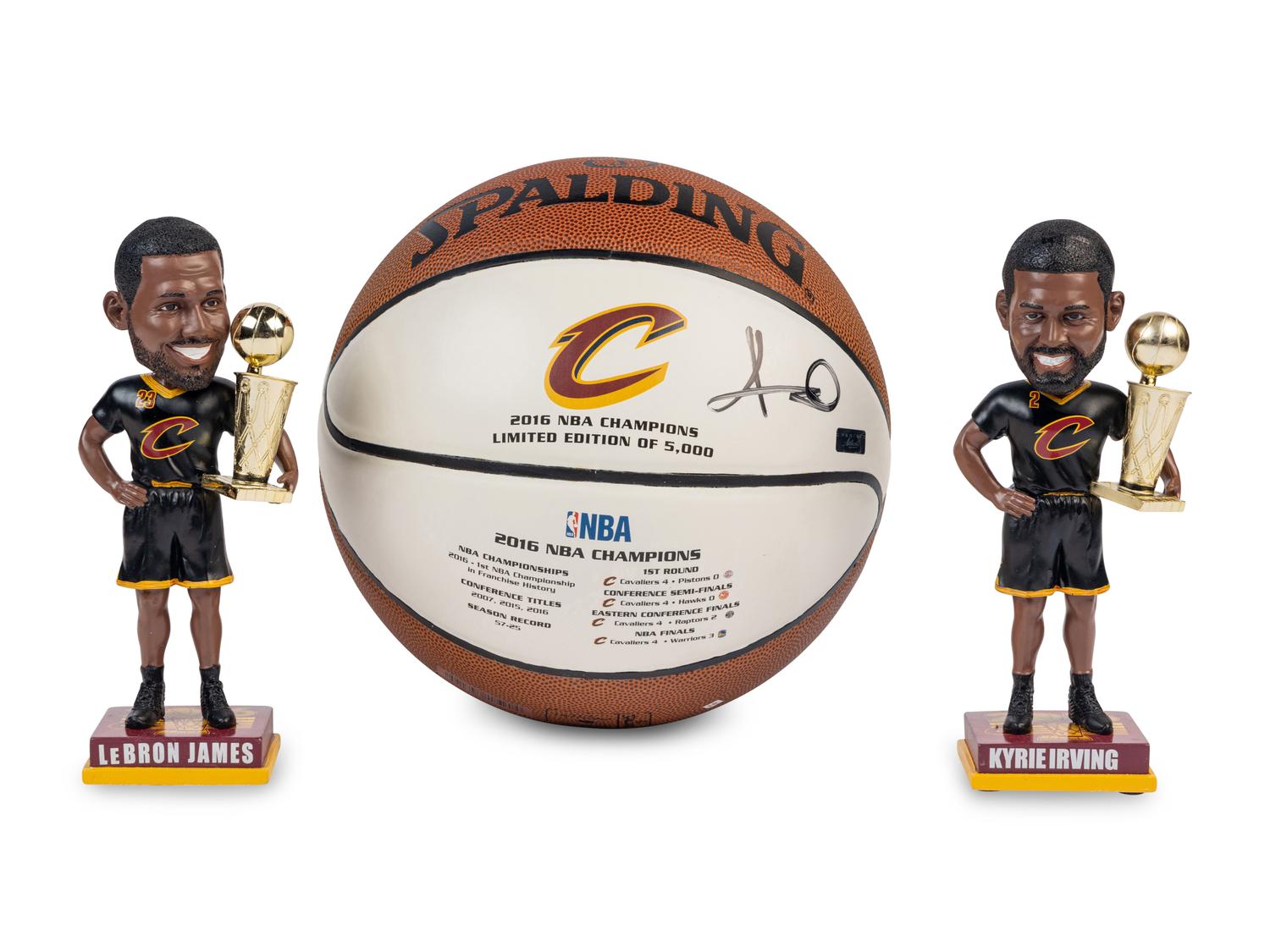 A Group of Cleveland Cavaliers 2016 NBA Championship Items Including Kyrie Irving Signed Autograph Basketball,
