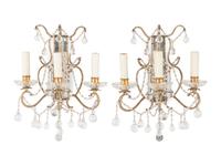 A Pair of Beaded Three-Light Sconces