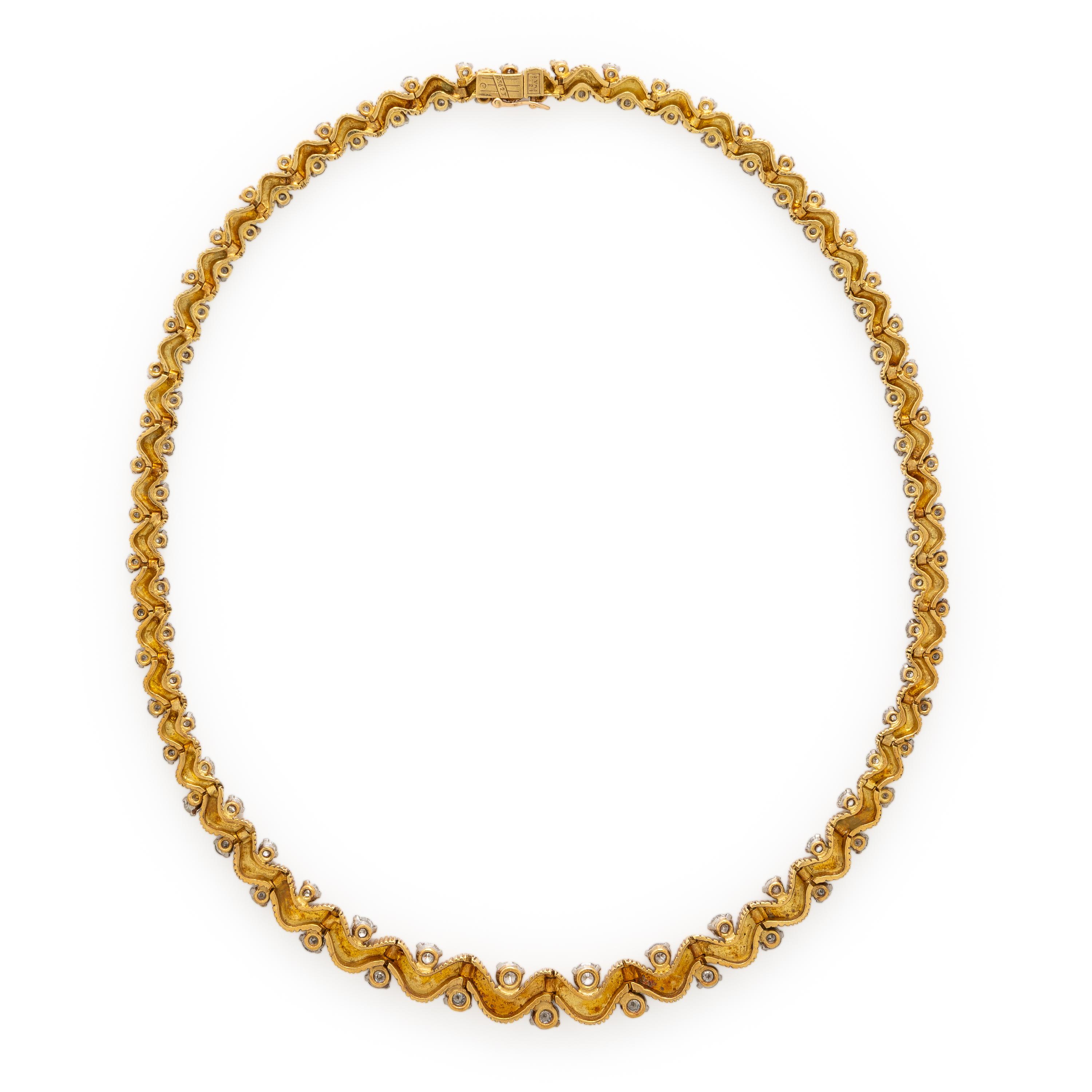 Oscar Heyman, Yellow Gold and Diamond Ribbon Necklace