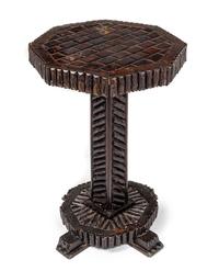 A Tramp Art Side Table Height 28 x width 21 inches. — EARLY 20TH CENTURY