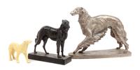 A Group of Three Borzoi Figures Width of widest 13 inches.