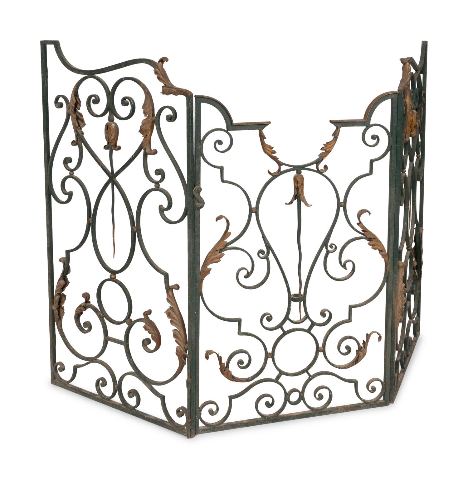 A Belle Époque Painted and Parcel Gilt Wrought Iron Architectural Fragment
