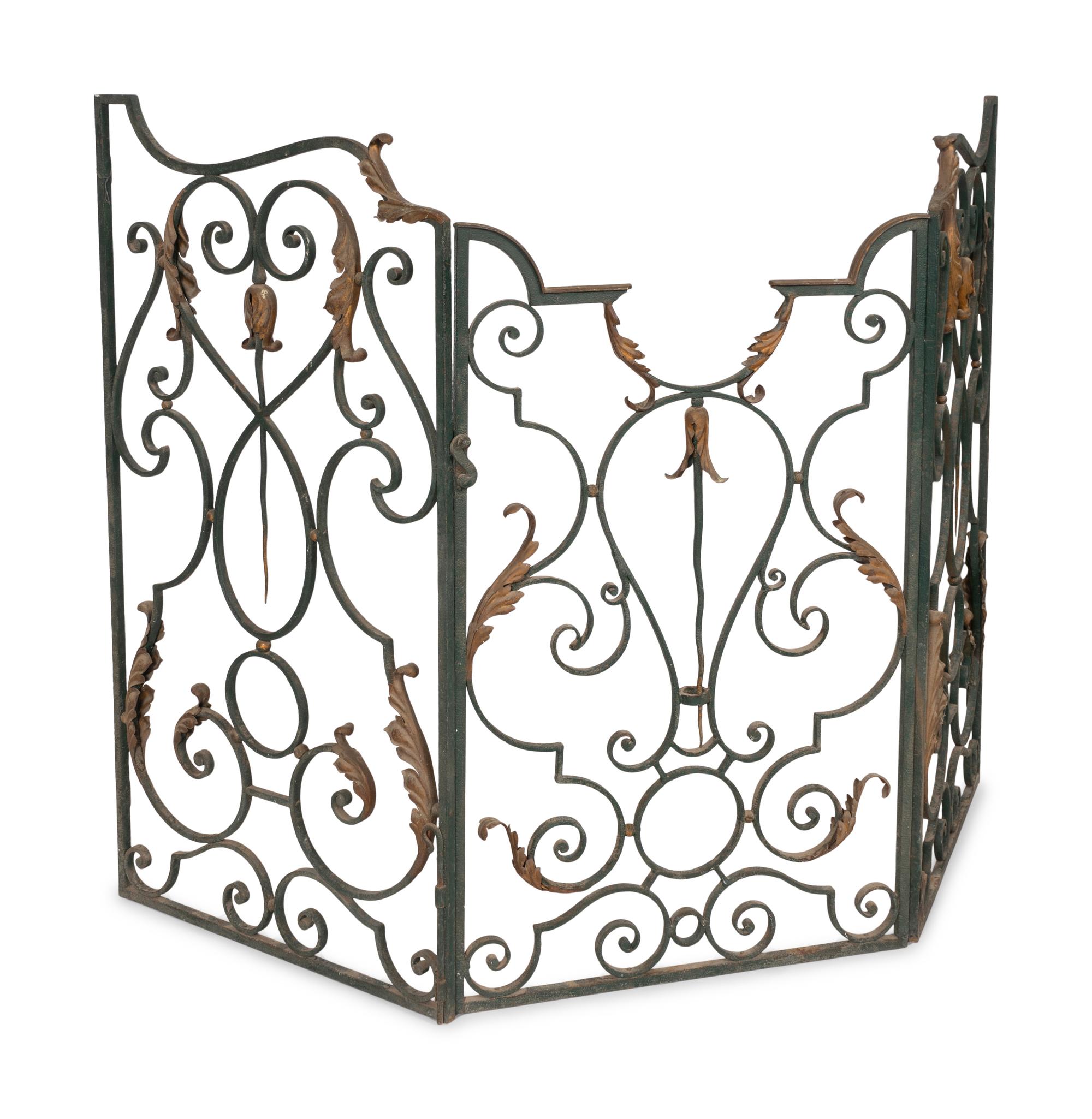 A Belle Époque Painted and Parcel Gilt Wrought Iron Architectural Fragment