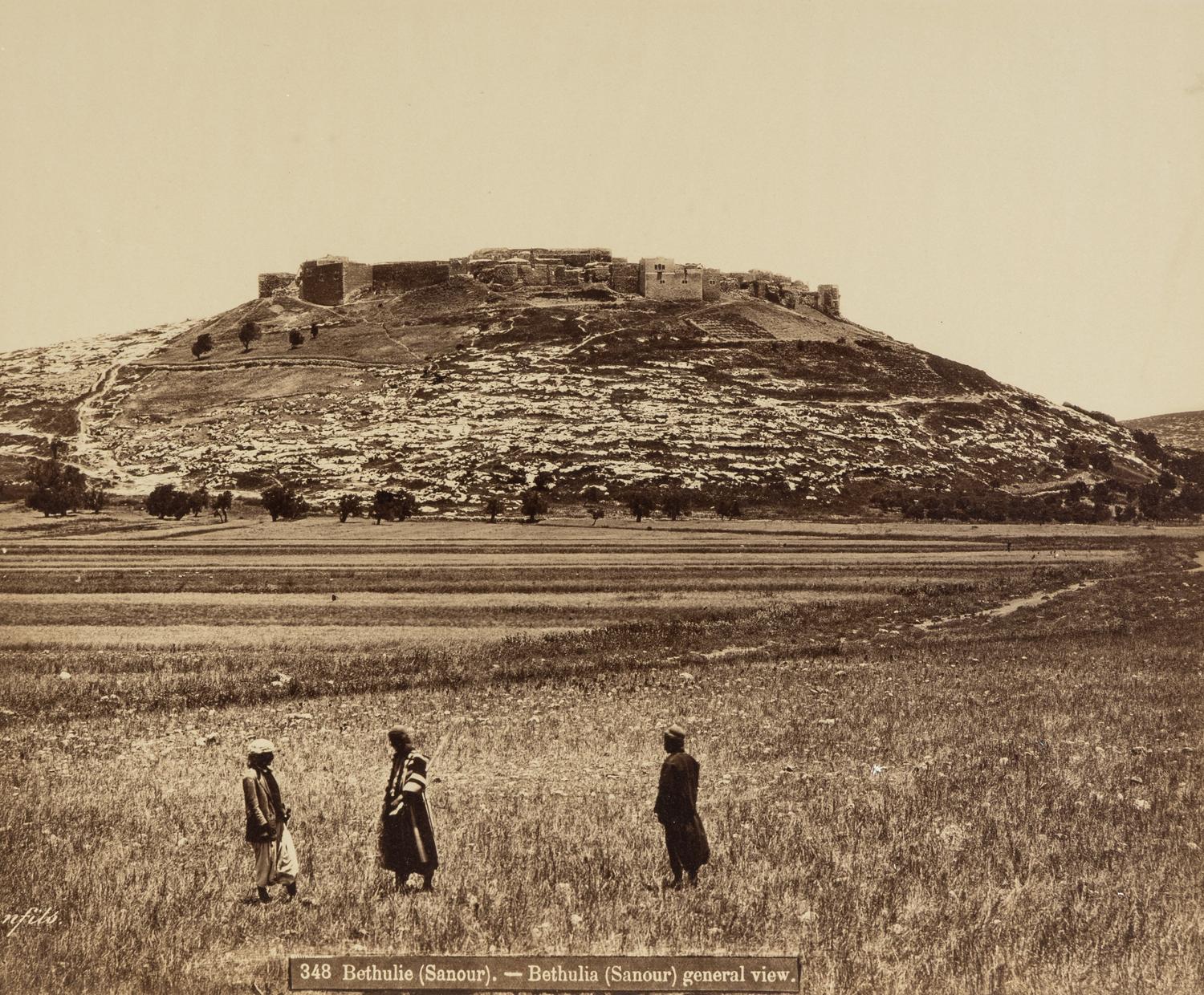 Félix Bonfils (1831-1885) Bethulie (Sanour) - general view; and Djissar-el-Kardeli, sur le Litani