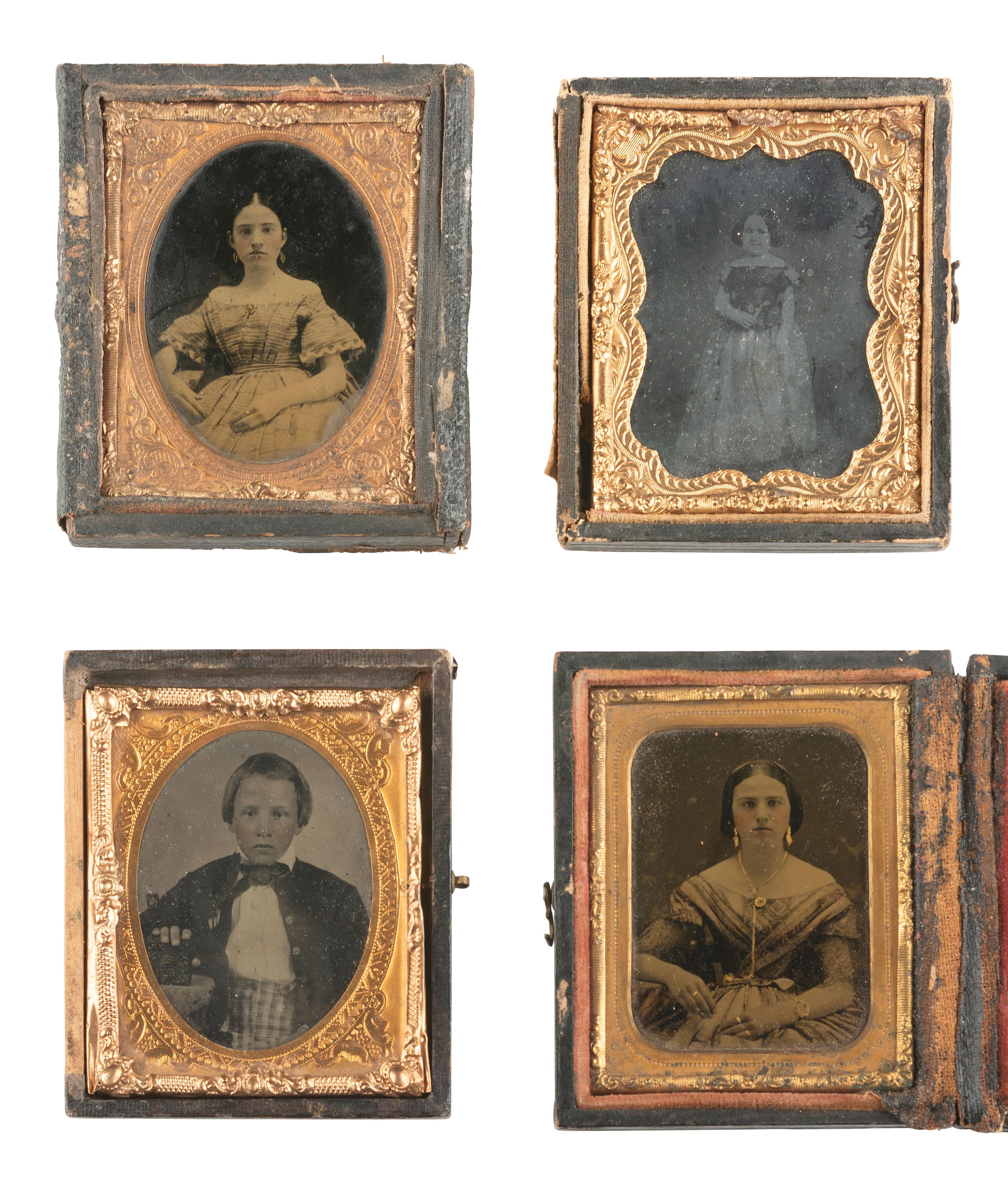 [EARLY PHOTOGRAPHY]. Assorted portraiture incl. daguerreotypes, ambrotypes, tintypes, and others.