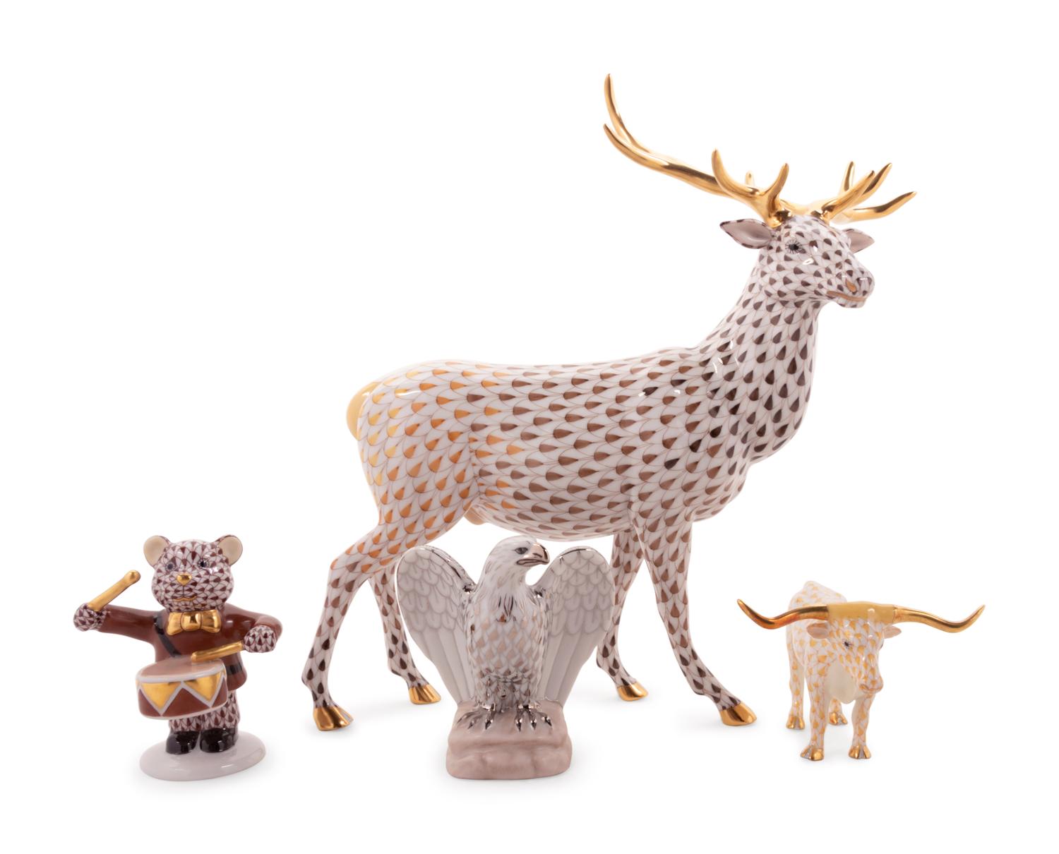 Four Herend Porcelain Animal Figures