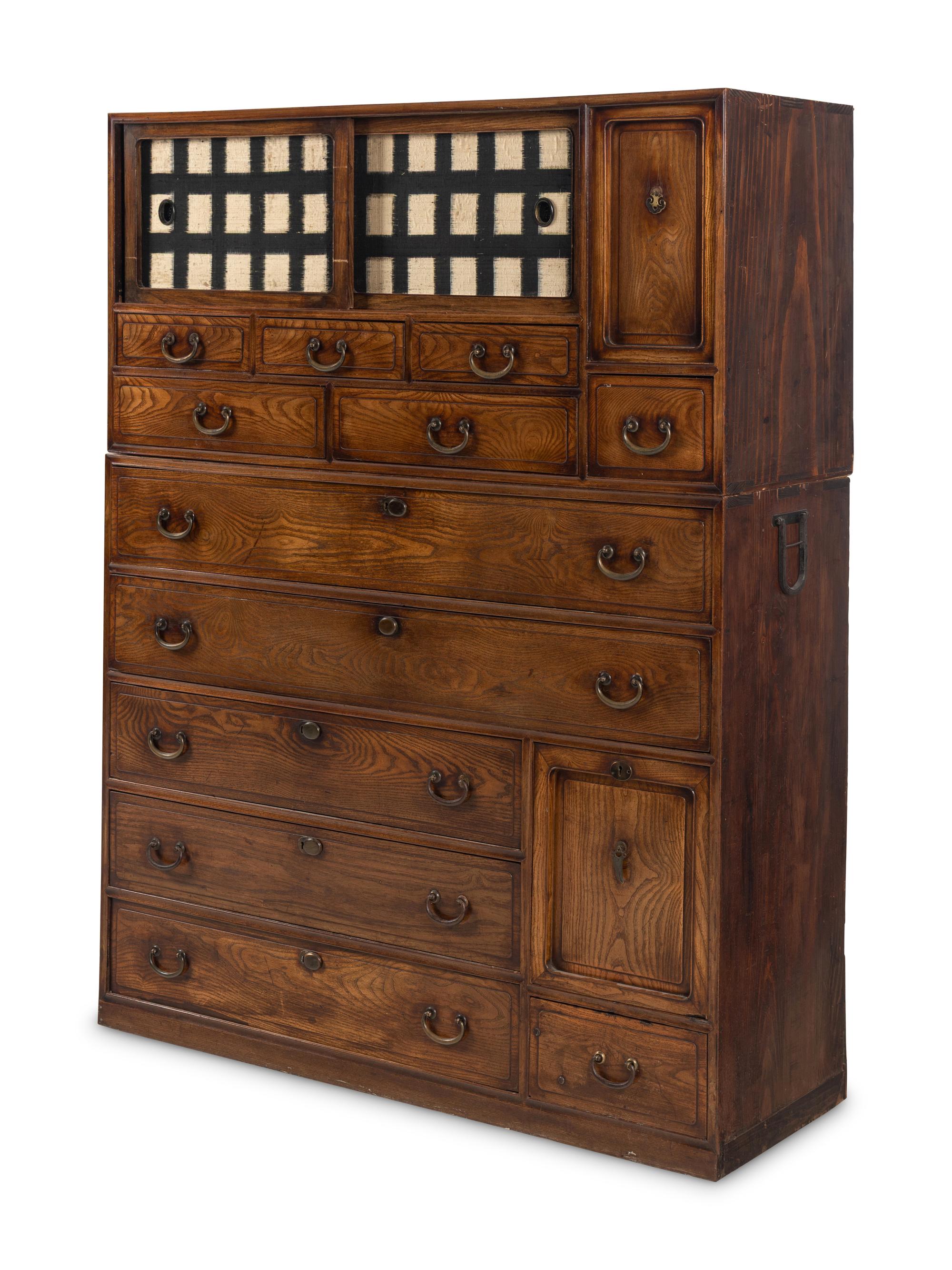 A Japanese Wood Tansu Chest