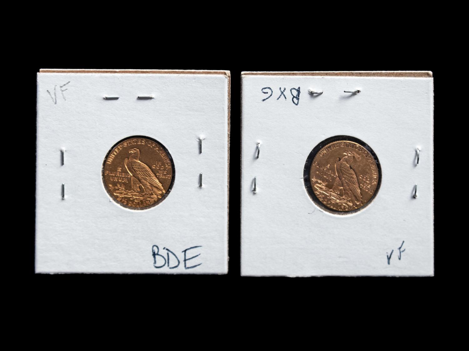 Two 1925-D Indian Head $2.50 Gold Coins