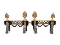 A Pair of Empire Style Brass Chenets